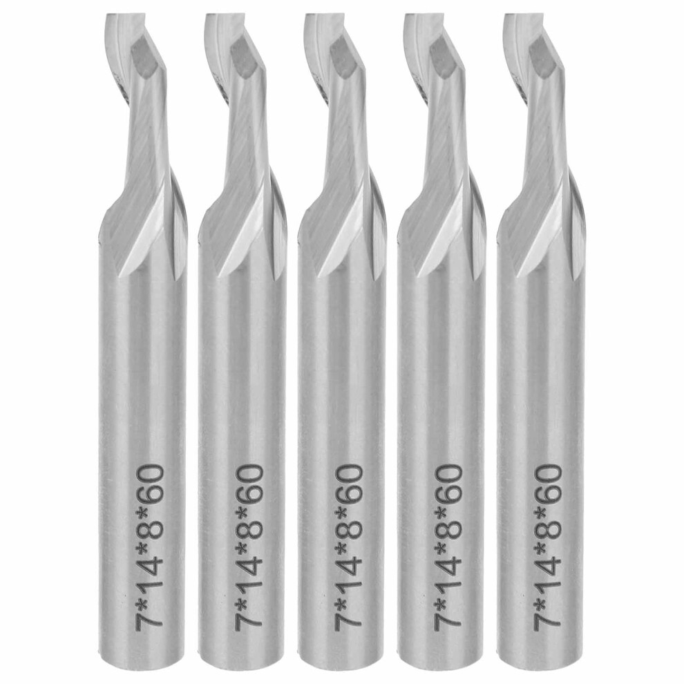 5Pcs 8Mm Shank 1-Flute End Mill Hss Cnc Milling Cutter 8X7x14x60mm 323163161716