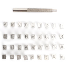 37tlg. Alphabet-Stempel aus Alu-Stahl für Leder