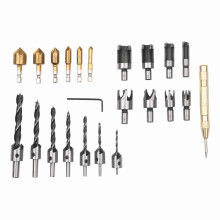 23-teilig Holzfräser-Set 8x Stopfen, 6x 1/4" Hex, 5 Flöten, 90
