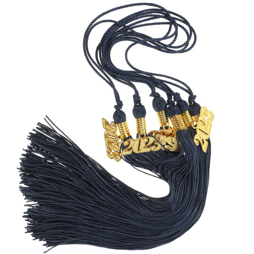 6Pcs Black Polyester Graduation Cap Tassels with 2023 Charm for DIY