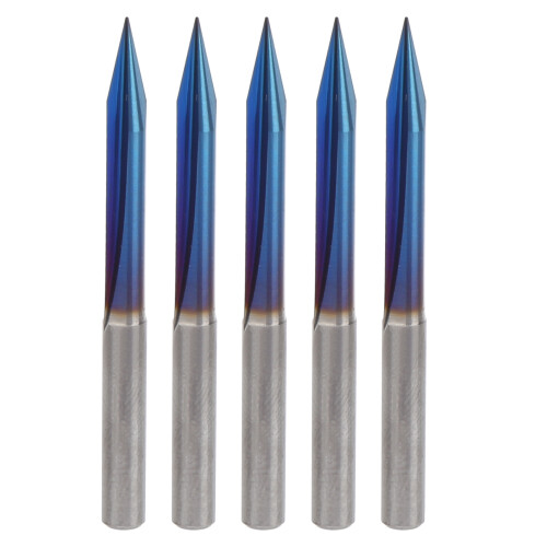 5x V-Spitze Fräser 4mm Schaft Hartmetall 4x0,3x25mm