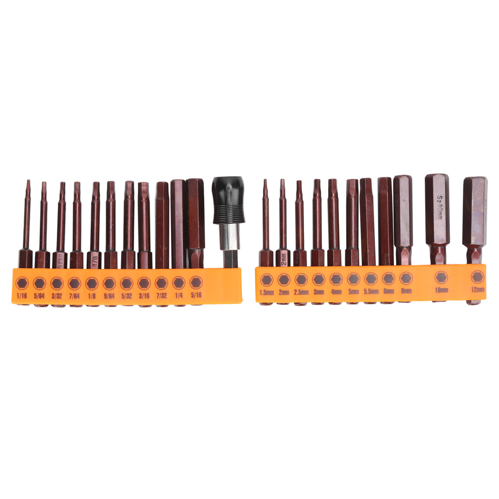 23Pcs Screwdriver Bit Set Hex 60Mm S2 Red Kit 323163159386