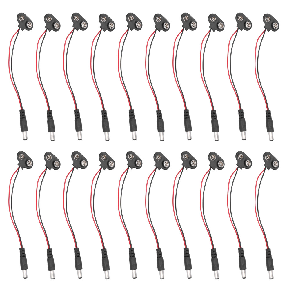20Pcs Battery Clip Connector 9V Dc 2.1Mm Plug 323163170046