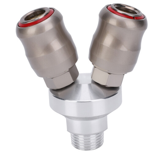 2 Way Chrome Plated Pneumatic Coupler G1/2in