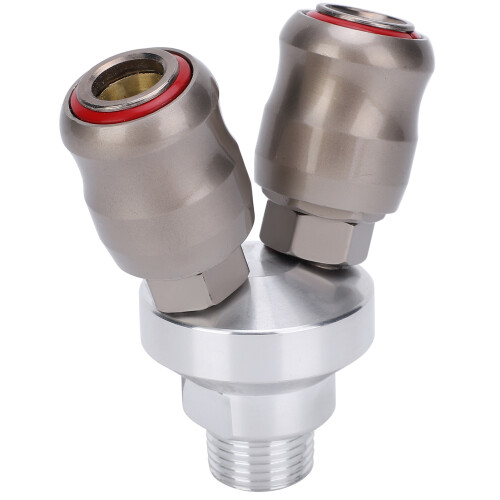 2 Way Chrome Plated Pneumatic Coupler G1/2in 2