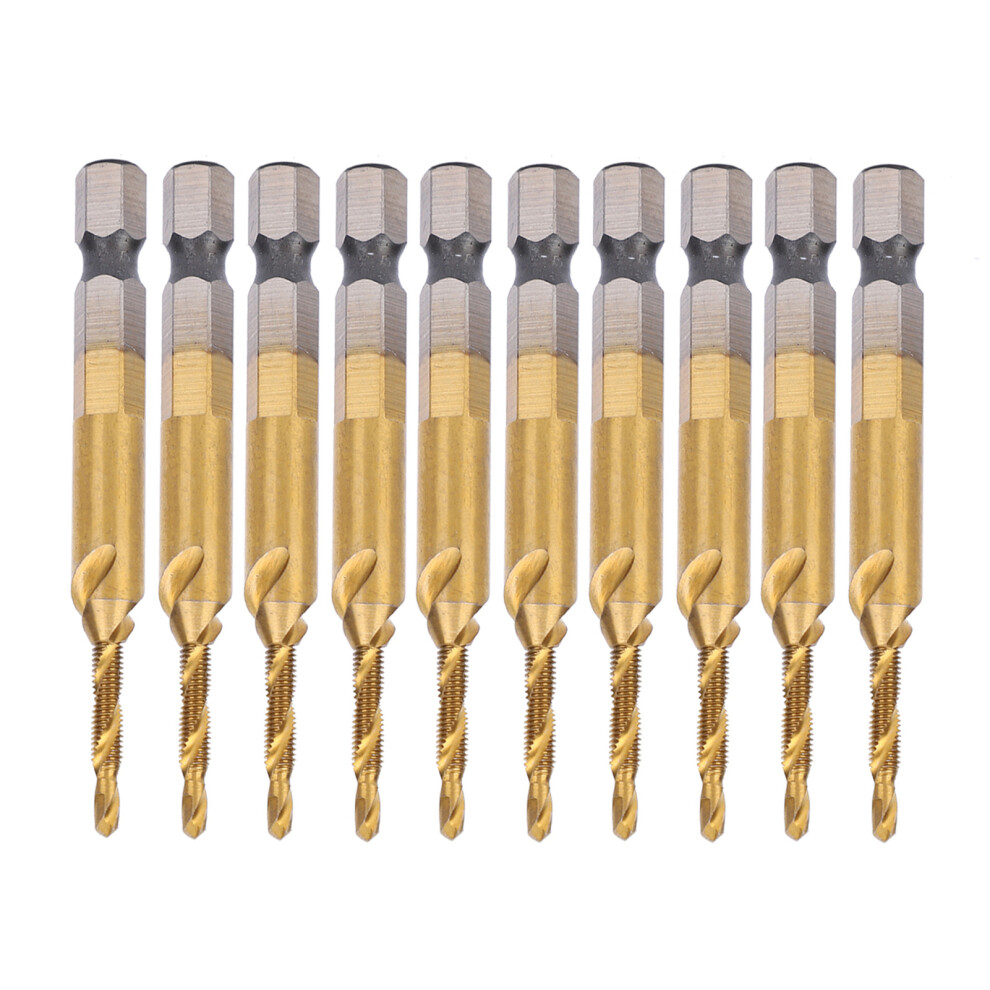 10Pcs Hex Shank Screw Tap M3-Drill 2.5 Coated Spiral Flute 323163173092