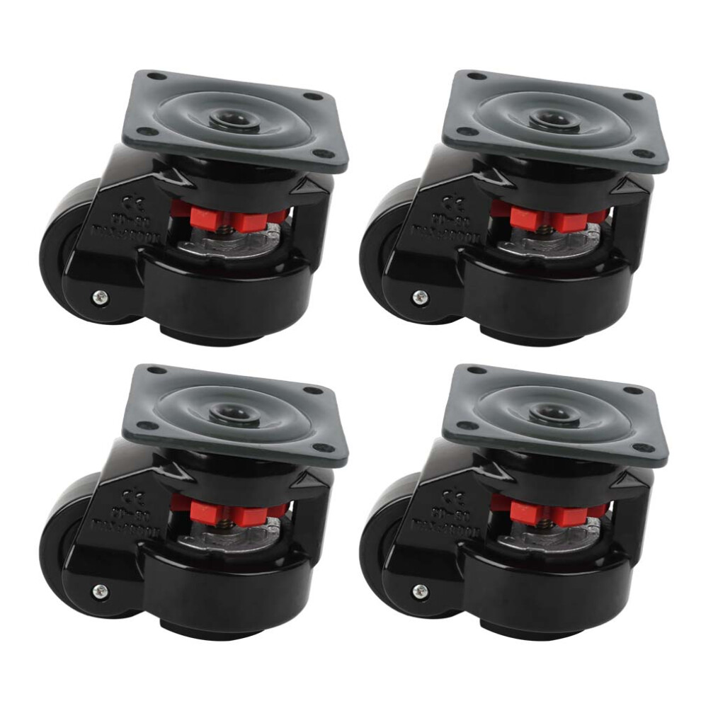 4Pcs Level Adjustment Caster Gd-80F Heavy Duty Black Roller Wheels 323163177786