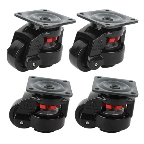 4pcs Level Adjustment Caster GD-80F Heavy Duty Black Roller Wheels 1