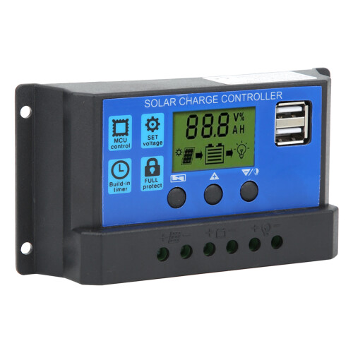 Solarladeregler LCD 12V/24V 30A Dual-USB 1
