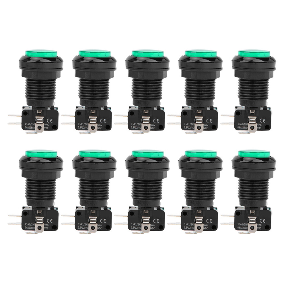 (Green) 10Pcs Berm Push Button Switch Self-Reset Green For Game Consoles 323163175584