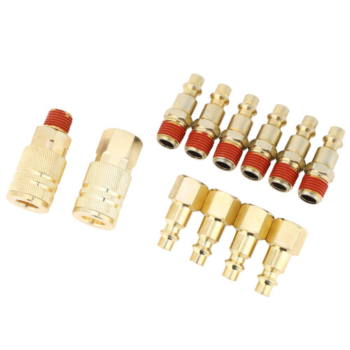 12 Pcs Pneumatic Brass Quick Coupler NPT 1/4in Connector 1