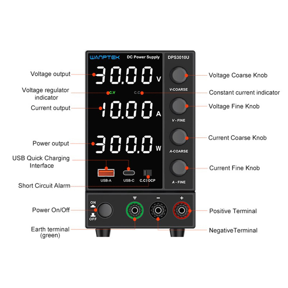 Wanptek Dps3010u 0-30V 0-10A 300W Dc Power Supply 4 Digit 323163183497