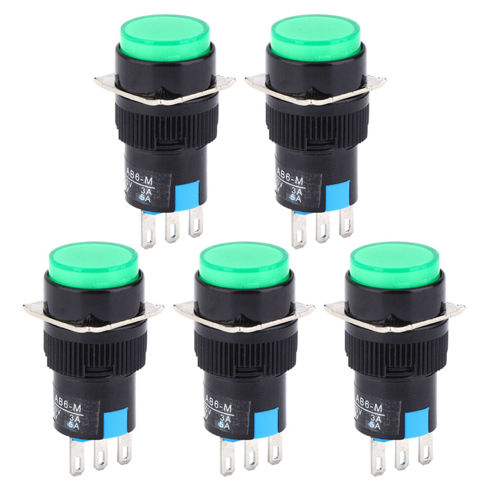(Red) 5Pcs Momentary Push Button Switch La16-11/Ab6-M Ac 3A Dc 30V 5A 323163183541