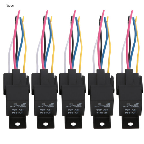 5x 12V 30A/40A Auto-Relais 5-Pin SPDT mit Kabel