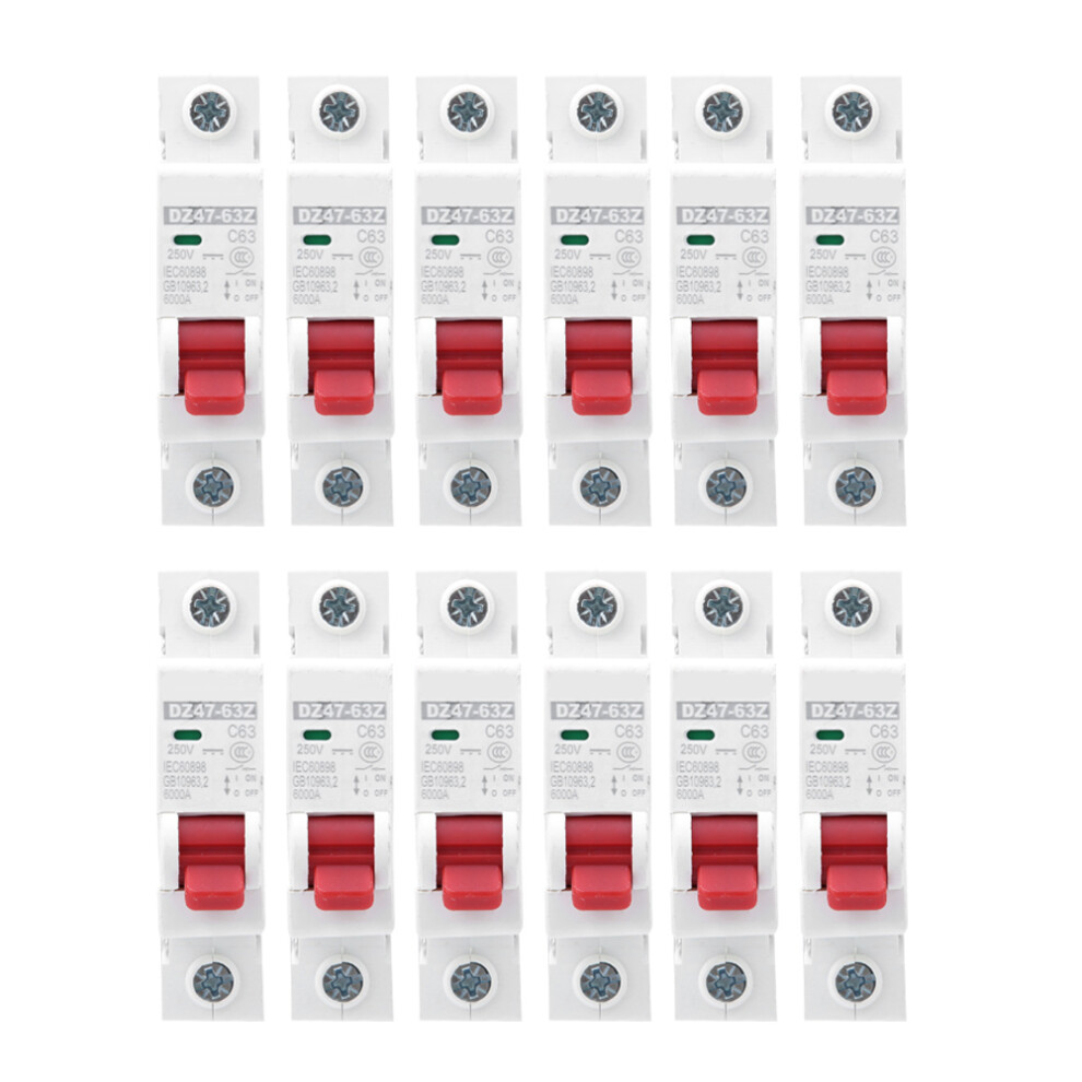 (63A) 12Pcs Dz47-63Z Dc250v 1P Mcb Circuit Breaker 63A For Photovoltaic 323163184487