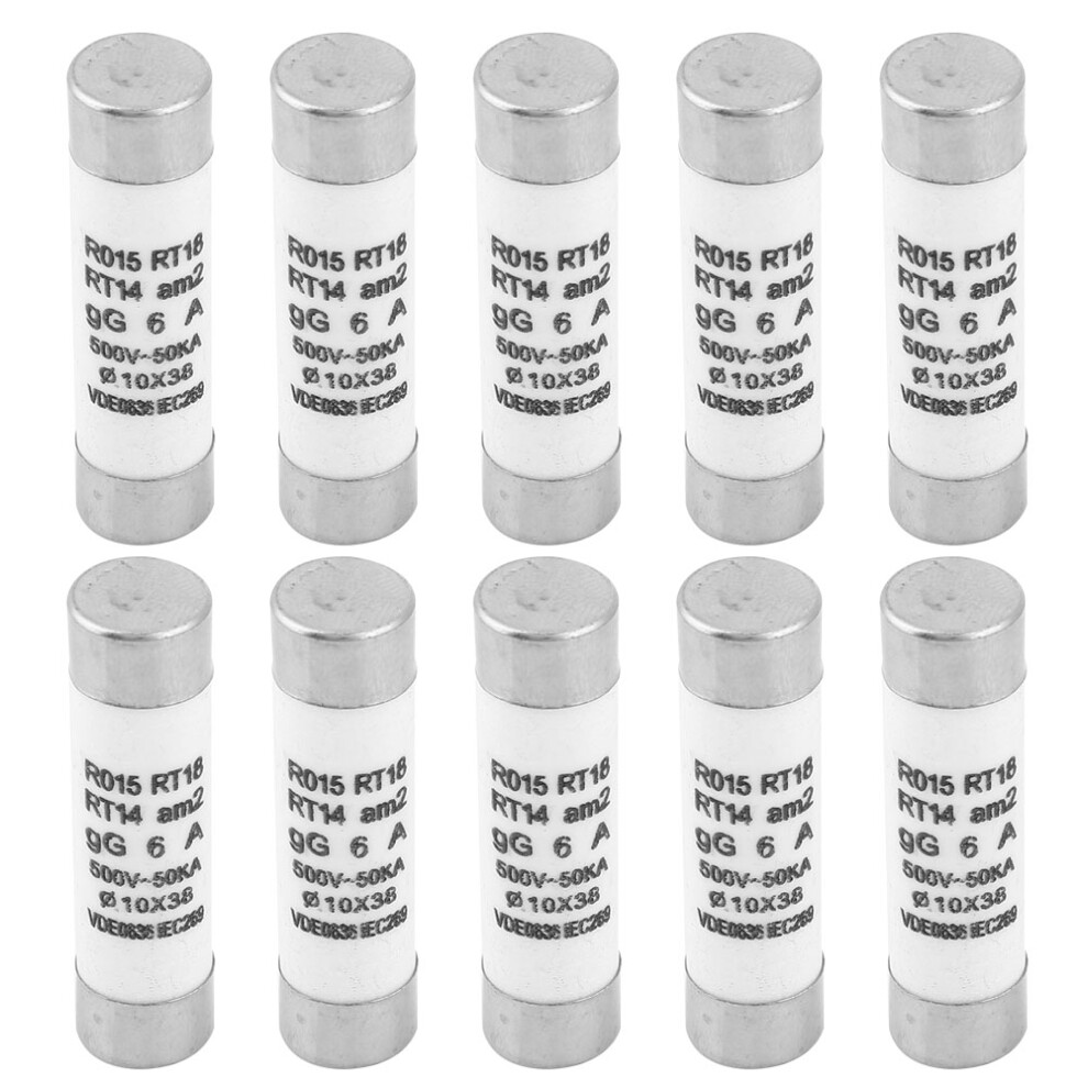 10Pcs High Breaking Capacity Cylinder Fuse 10X38 380-500Vac 6A 323163192802