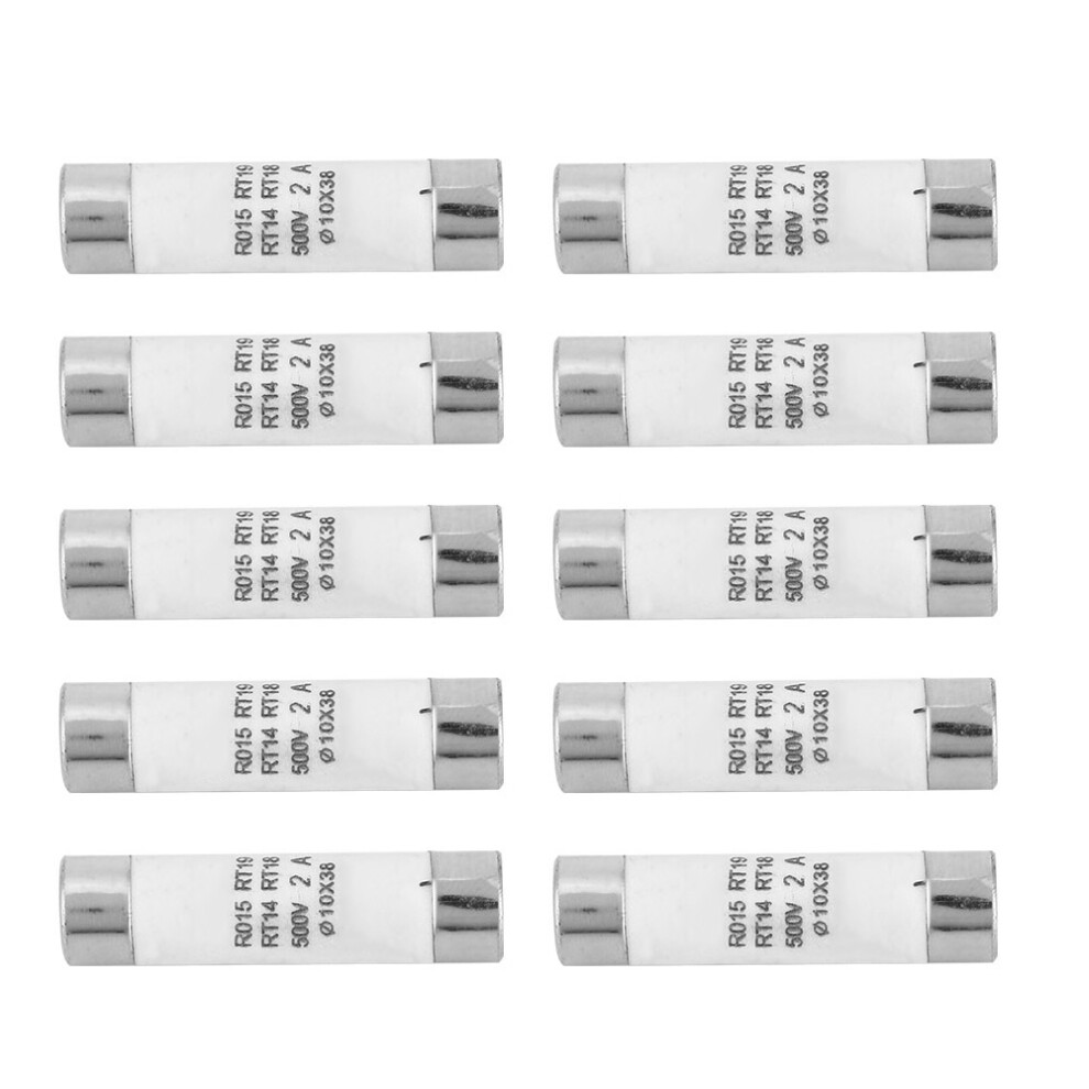 10Pcs High Break Capacity Cylinder Fuse 10X38 380-500Vac 2A 323163192987