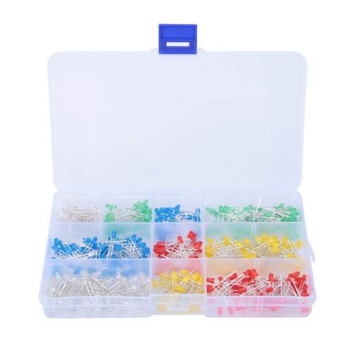 500 Stk LED-Set 3mm Blau/Gelb/Rot/Grün/Weiß 1