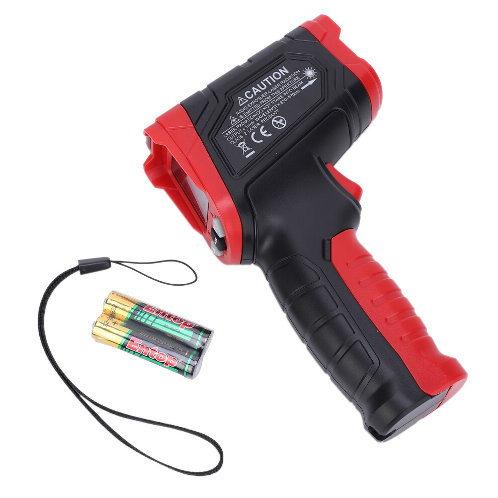 Red/Black Infra Thermometer 50~680 Hd Lcd Adjustable Emissivity