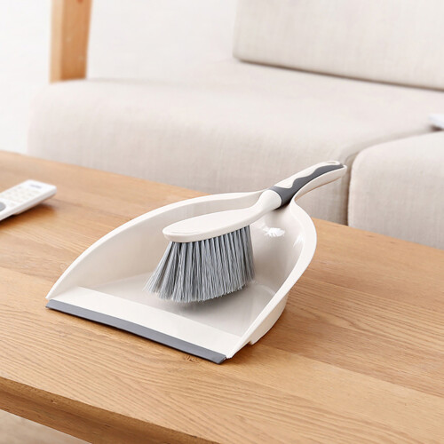 2St Beige Schoonmaakset Met Houder En Dichte Borstels 2