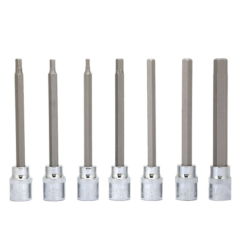 7tlg. 3/8"-Bit-Satz 1/8-3/8 Hex Verlängerung lang 2