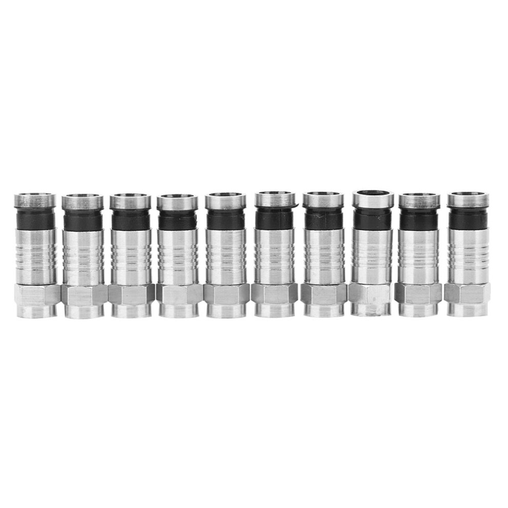 10 Pcs Rg6 Squeezed F Connector Cable Antenna Adaptor F-007 323163200583