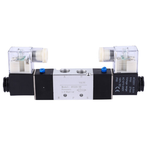 4V220-08 1/4" Einlass 1/8" Auslass Magnetventil 2P AC220V