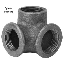 5 Stück 3/4" 90 Schwarz Gusseisen-Ellbogen