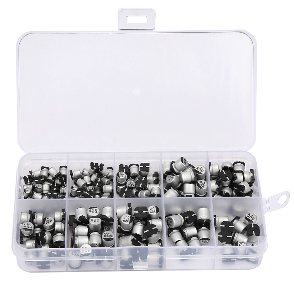 200Pcs 10-50V Smd Electrolytic Capacitors 1Uf 470Uf Set 323163216409