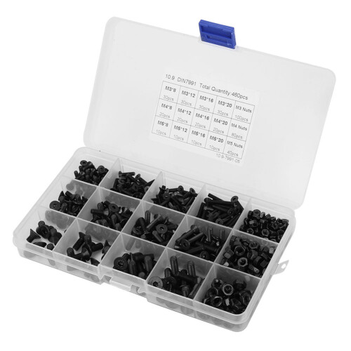 Schrauben-Satz M3-M5 Schwarz 10.9 (460tlg.) 1