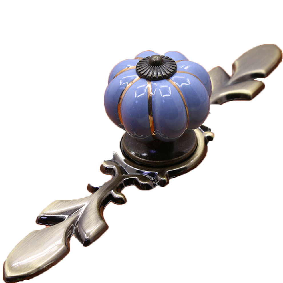 Pumpkin Shape Ceramic Drawer Pull Handle Knob (Royal Blue) 323163219769