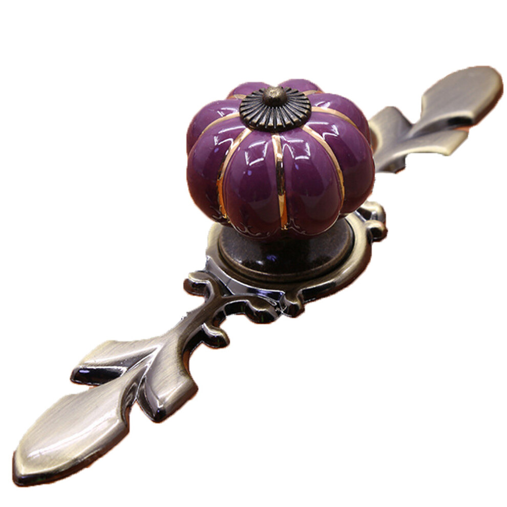Pumpkin Shape Ceramic Drawer Pull Handle Knob (Violet) 323163219776