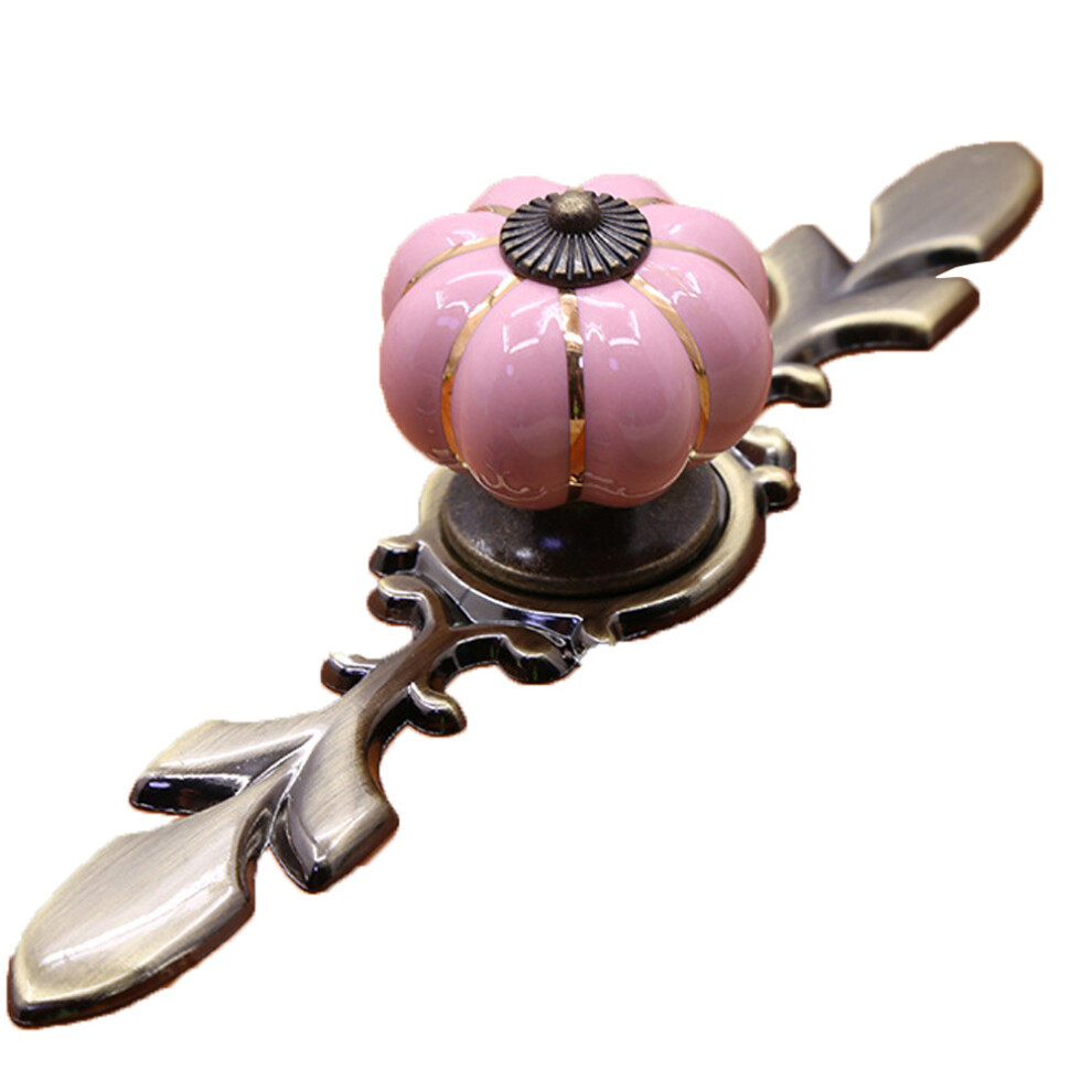 Pumpkin Shape Ceramic Drawer Pull Handle Knob (Pink) 323163219783