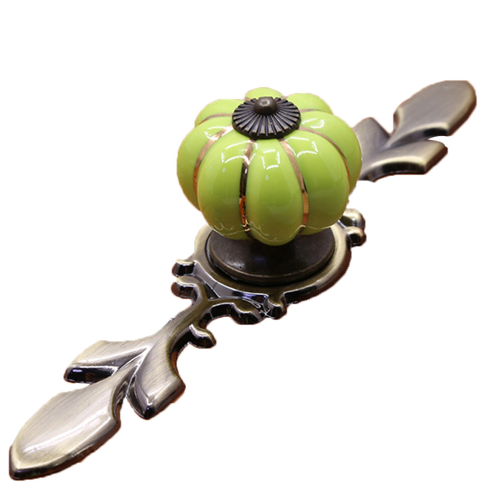 Pumpkin Shape Ceramic Drawer Pull Handle Knob (Green) 323163219790
