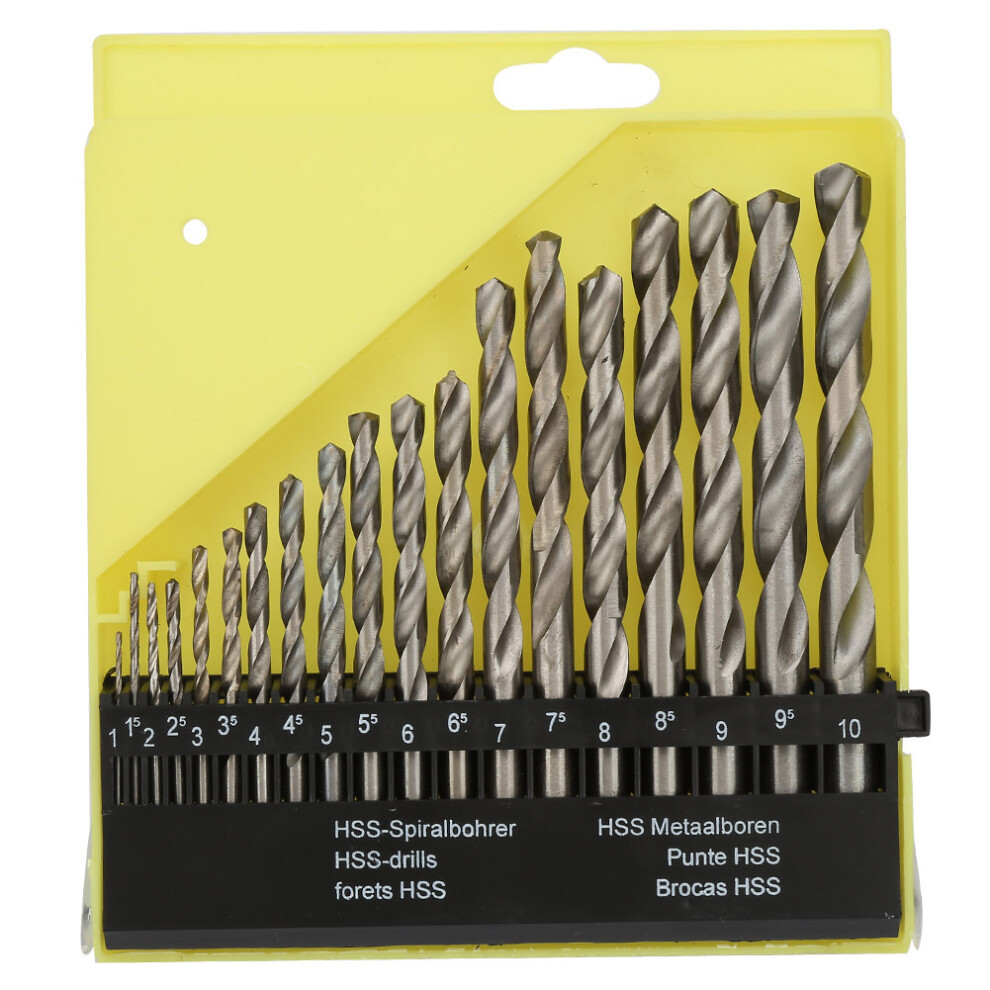 19Pcs Hss High Speed Steel Twist Drill Bit Set 1-10Mm With Case 323163220666