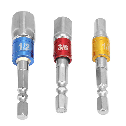 Chrome Vanadium Steel 1/4" 3/8" 1/2" Hex to Square Adapter 2