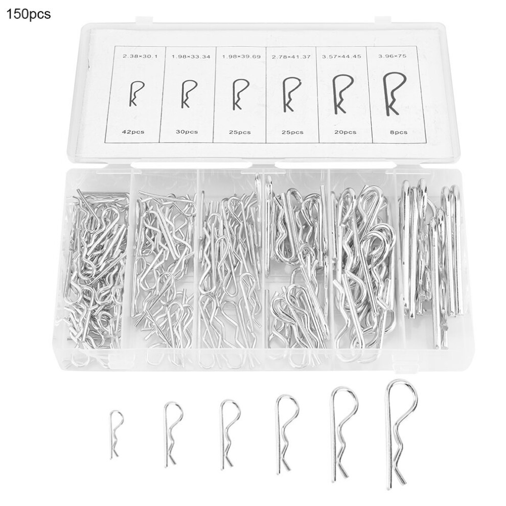 150Pcs Carbon Steel R Type Wave Card Hairpin Latch Bolt Cotter Pin 323163233574