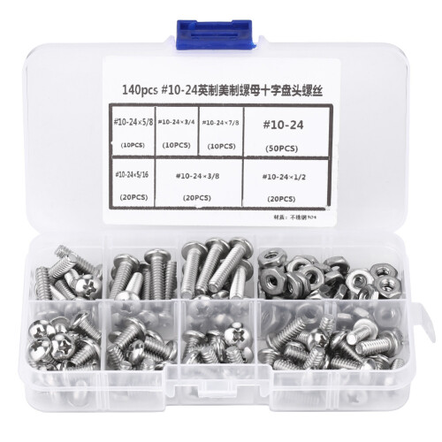 140 Stk. #10-24 Edelstahlschrauben in Plastikdose