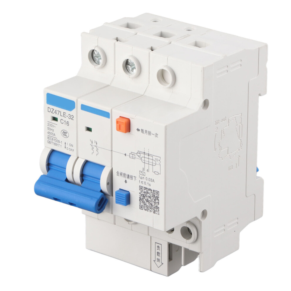 Dz47le 32 2P+2 C16 Residual Current Circuit Breaker 16A 323163237312