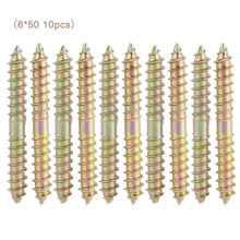 10x 6x50mm Gewindebolzen Möbelverbinder Doppelendig