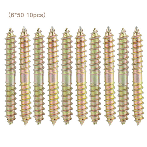 10x 6x50mm Gewindebolzen Möbelverbinder Doppelendig