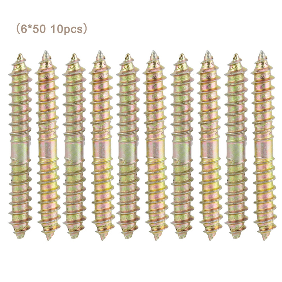10Pcs 6*50Mm Dowel Screw Furniture Connector Double Ended 323163237527