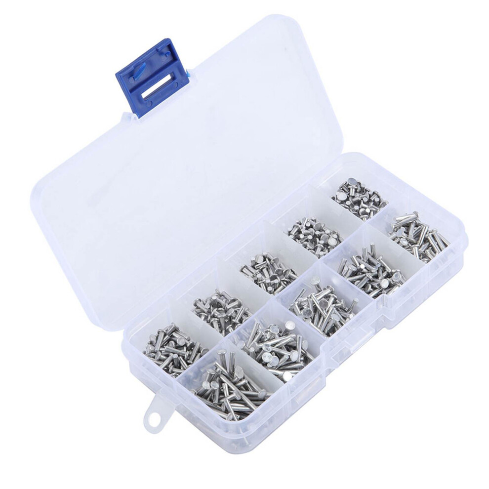 500Pcs M2 Flat Head Aluminum Rivets 3Mm-18Mm Length 323163234465