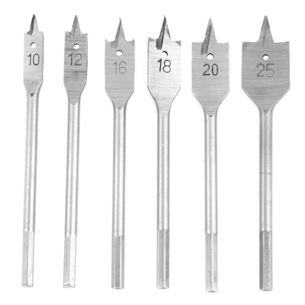 6Pcs High Carbon Steel Spade Paddle Woodworking Bits 10-25Mm 323163239750