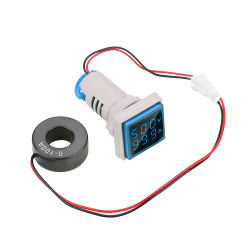 LED Digital AC Voltage Current Meter 22mm 0-100A Blue