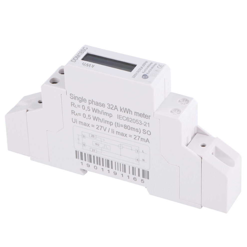 1P Lcd Digital Single Phase Din Rail Energy Meter 323163236797