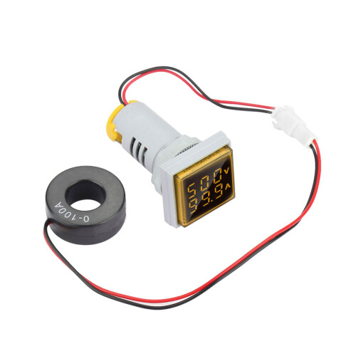 LED Digital AC Voltage Current Meter 22mm 0-100A Yellow