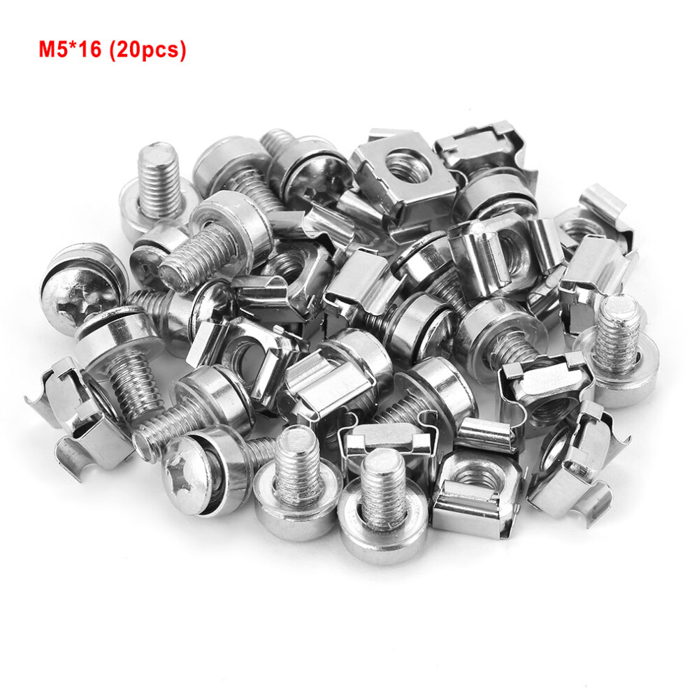 20Pcs Network Cabinet Rack Screws & Cage Nuts Kit M5*16 323163241609