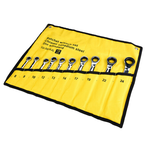 10pcs Ratchet Spanner Set 8-24mm Ratchet Socket Wrench Nut Tool 2