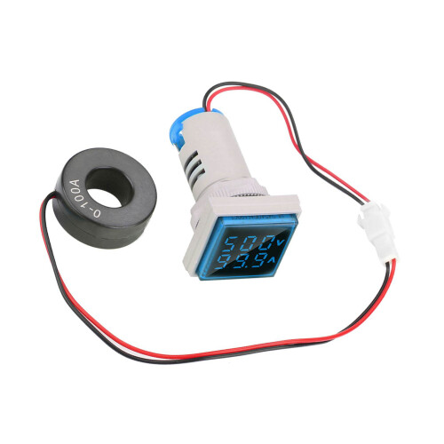 LED Digital AC Voltage Current Meter 22mm 0-100A Blue 2